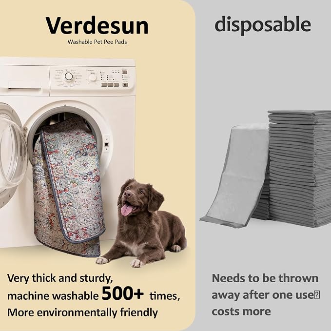 Washable Pee Pads for Dogs, Reusable Puppy Potty Training Pads, Ultra-Absorbent Thick Waterproof Leak-Proof Non-Slip Pads & Mat for Crate, Playpen, Floor, Whelping & Housebreaking , 2 Pack 24"x36"
