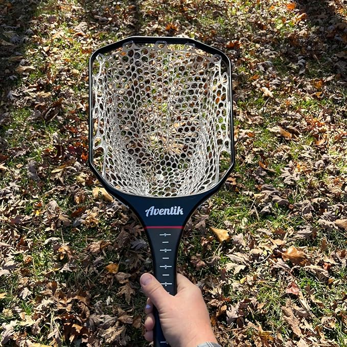 Aventik Fly Floating Fishing Net Carbon Fiber Landing Trout Net Light Weight Clear Rubber Ghost Net Catch & Release