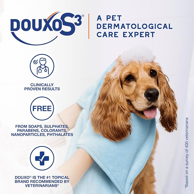 Douxo S3 PYO Chlorhexidine Shampoo For Dogs, Medicated Shampoo Antibacterial & Antiseptic, Yeast Infection Treatment for Dogs & Cats, Clinically Proven, 16.9 fl oz