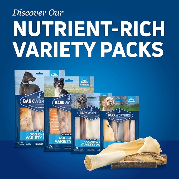 Barkworthies Puppy Variety Pack - 5 Count (Pack of 1) - Protein-Rich, All-Natural, Easily Digestible, Rawhide Alternative, Promotes Dental Health