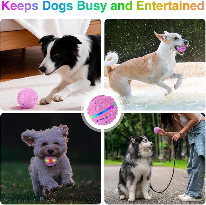 Interactive Dog Toys, Waterproof Smart Dog Ball, Rechargeable Moving Bouncing Dogs Ball with RGB Lights, 3 in 1 Play Modes Keeps Dogs Busy, E-TPU Material for Small Medium Dogs