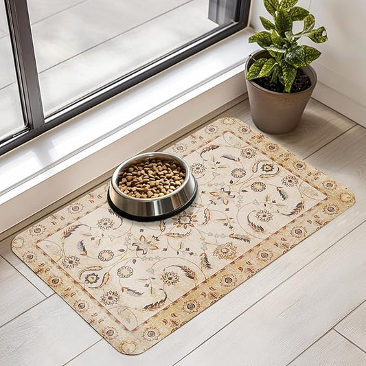 Dog Food Mat for Floors Waterproof Quick Dry Pet Placemat Cat Feeding Bowls Mats for Food and Water, Eco-Friendly Dog Accessories Diatomite Pets Supplies 12" X 20"