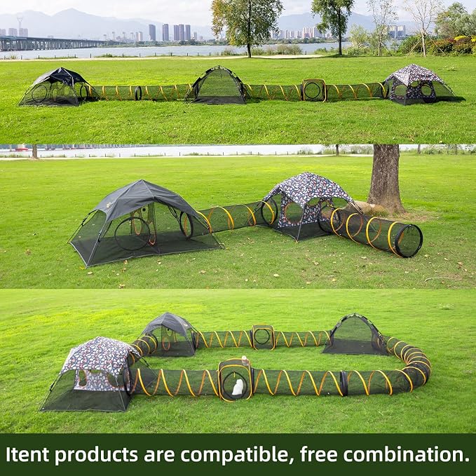 Cat Play Tunnel for Indoor and Outdoor, Kitty Play House, Cat Enclosures Easy to Connect with Cat Tent with Two Zipper Doors Outside Pet Enclosure (Fun Run Cat Tunnel),Orange 1 Pack