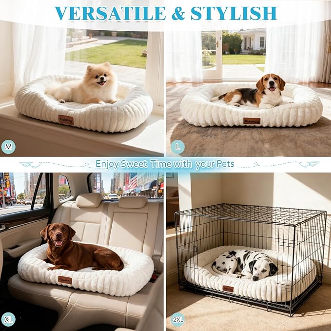 Orthopedic Dog Bed, Washable Small Dog Couch for Senior Dogs | 25L x 21W x 4H, Egg-Crate Foam, Low Front Entry Design, Removable Cover, Non-Slip Bottom, Small Dogs, Cream