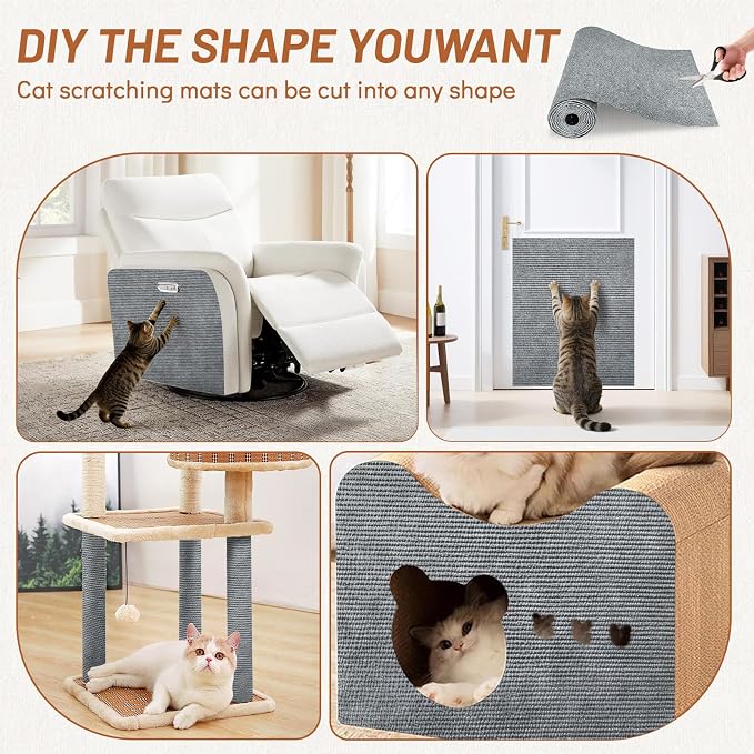 Couch Protector from Cat Claws 78.7" x 15.8" Trimmable DIY Self-Adhesive Cat Scratch Mat for Furniture Couch or Wall Protector, Covering Cat Scratching Post Indoor