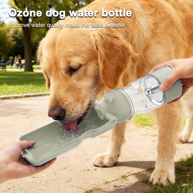 Dog Health Water Bottle Portable Active Oxygen Puppy Water Bowl & Dispenser for Travel Improves Taste and Boosts Immunity wih Ozone Purification Pet Health Care Water Bottle (White)