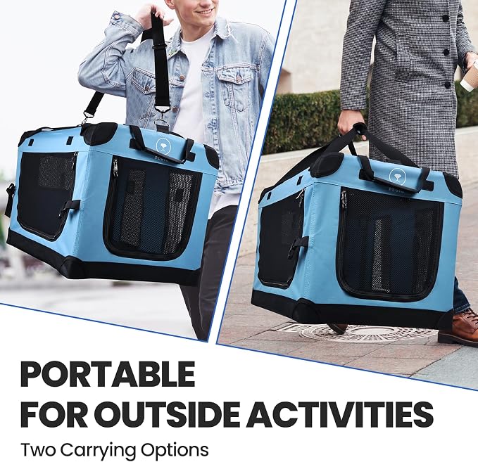 PEGIC Extra Large Cat Carrier, Teal | Soft Sided Collapsible, For Car Travel, Outdoor and Indoor Uses, Roomy Extra Large for 2 Kittens or Pets up to 50lbs