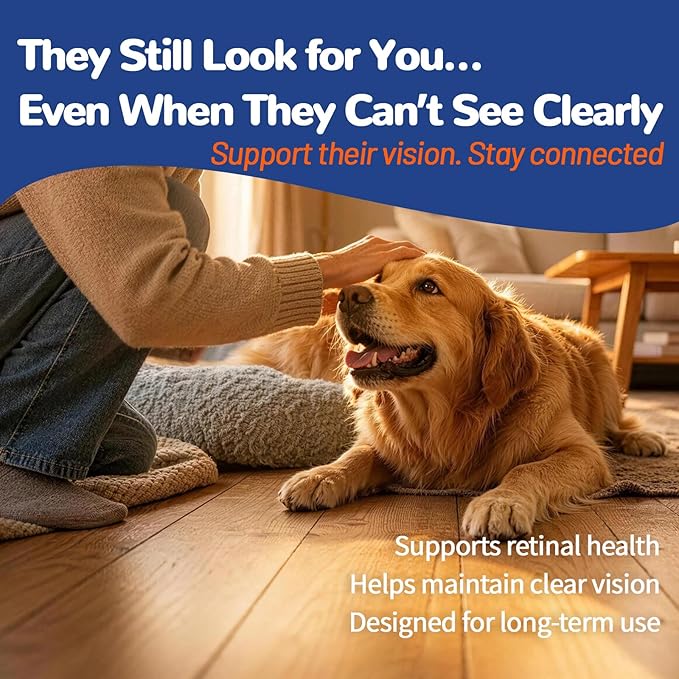 VUN Dog Eye Supplements-Dog Vision Supplement Soft Chew for Cloudy Eyes,Dry Eye and Night Vision of Senior Dogs,Antioxidant Eye Care,100 Counts (Chicken Flavor)