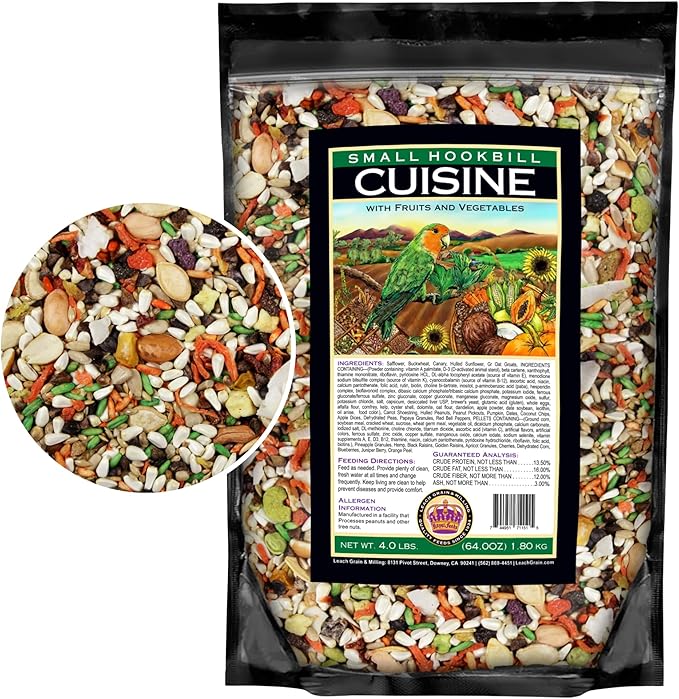 Small Hookbill Cuisine Parrot Food 4 Lb Premium Birdseeds for Parrot, Bird Food for Small Hookbill, Supports Daily Energy, Growth & Digestive Health, Nutrient-Rich Parrot Bird Seed for Outside Feeders