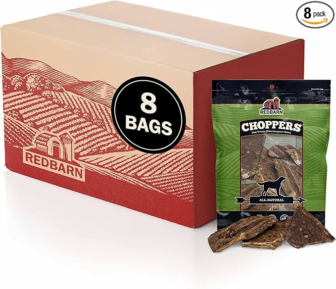 Redbarn Choppers Beef Lung Dog Chews, Natural, Made in USA, High-Protein Low-Fat, Grain-Free, Single Ingredient for All Dog Sizes(Pack of 8)