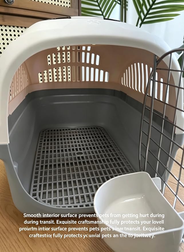 Cat Carrier Airline Approved, Portable Pet Travel Crate with Anti-Stress Design for Cats & Small Dogs, Car Safe Kennel with Top Window (Grey)