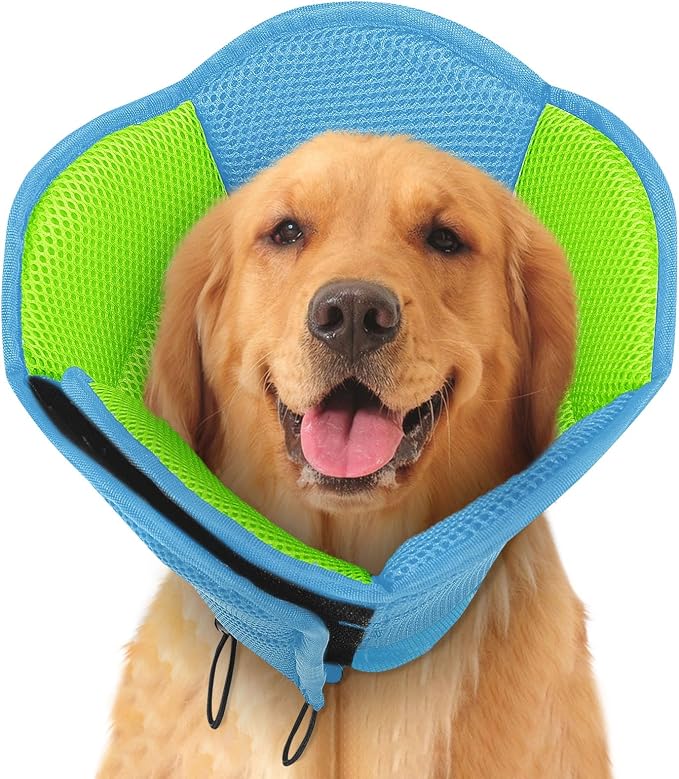 Dog Cone - Soft Cone for Dogs to Stop Licking, Pet E-Collar Alternative After Surgery, Adjustable Pet Recovery Collar for Wound Healing, Light Blue Large