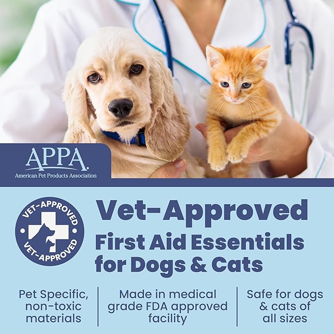 Rubyloo Vet Approved Travel Pet First Aid Kit Supplies to Treat Dogs & Cats in an Emergency with 12 Pack of 2 Funny Vet Wrap Bandages for Hiking, Camping & Backpacking
