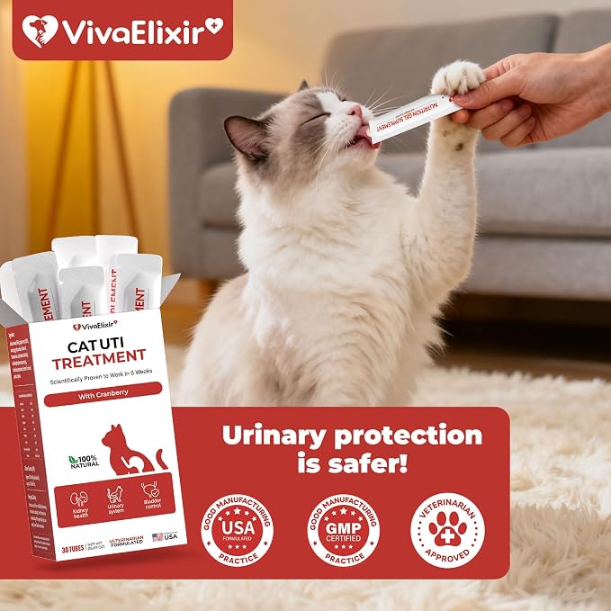 Cat UTI Treatment & Kidney Nutrition Supplement | Cranberry Powder for Cats | Low in Phosphorus & Salt | Supports Urinary Health | Easily Absorbed Protein | Suitable for Picky Cats - Bars 12g x 30