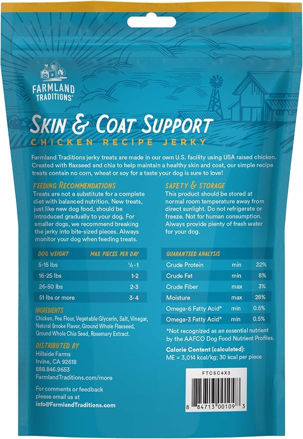 Farmland Traditions Skin & Coat Chicken Recipe Dog Jerky (14 Ounce)