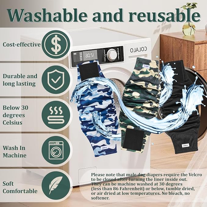Reusable Dog Diapers Male, Premium Washable Belly Bands for Dogs, Pack of 5, High Absorbing XXL Dog Wraps for Doggie & Puppy in Incontinence or Excitable Urination and Training(XXL)