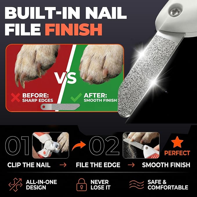Dogs & Cats Nail Clippers with Light – Safety Guard Pet Nail Trimmer Reveals the Quick, Stainless Steel Blades, Beginner Friendly Grooming Tool for Home Use, Suitable for Small, Medium & Large Pets