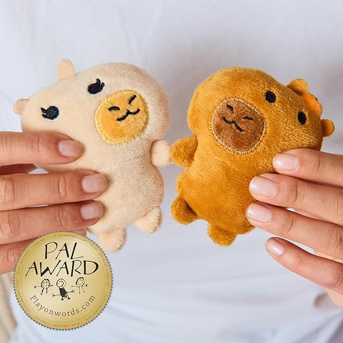 Emotional Support Capybaras by Relatable - PAL Award 2025 Winner, Cuddly Stuffed Animals and Plushies Set, Great Gift for Loved Ones of All Ages - Includes 5 Capybara Plush Toys with Carrying Basket
