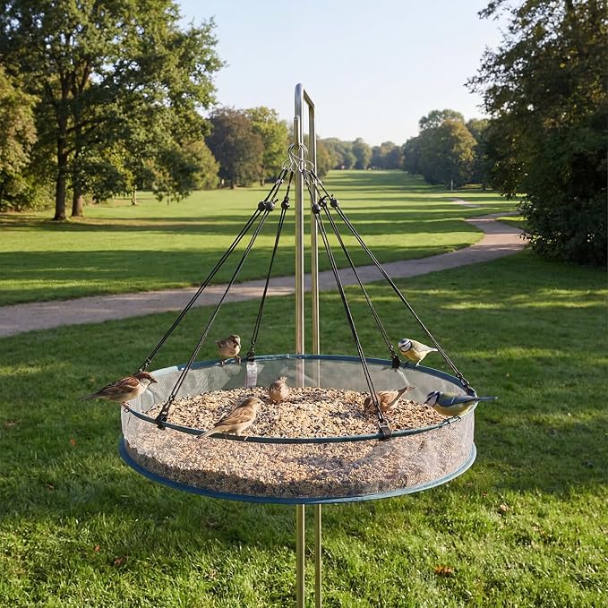 FoldTier 1 Pieces Universal Wild Bird Seed Catcher Hanging Hoop Platform Bird Seed Catcher Tray for Hummingbird Feeders Bee Feeder Outdoor Garden Accessories (30 Inch)