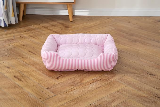 Cooling Dog Bed for Large Medium Small Dogs, Breathable Dog Cooling Mat with Self Cooling Ice Silk Fabric, Washable Summer Pet Bed for Indoor Outdoor,Pink Medium