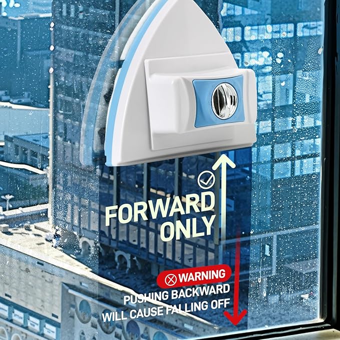 Double-Sided Magnetic Window Cleaner, Blue | Adjustable Magnetic Equipment, Fits 3-30mm Glass Thickness, 2.5m Safety Rope, High-Rise & Auto Glass, Safe Anti-Pinch Wiper