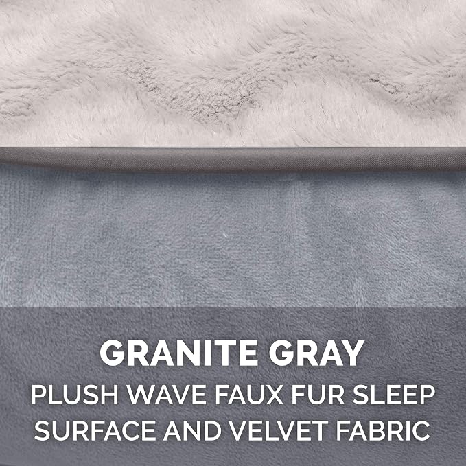 Furhaven Orthopedic Dog Bed for Medium/Small Dogs w/ Removable Bolsters & Washable Cover, For Dogs Up to 35 lbs - Plush & Velvet Waves Perfect Comfort Sofa - Granite Gray, Medium