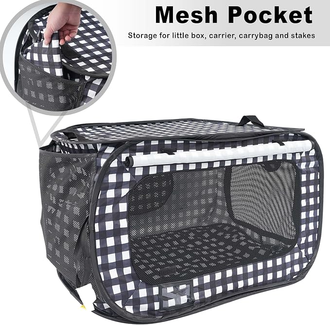Pop up Large Cat Carrier, 30'' L Kennel Soft Crates with Portable Mini Cat Carrier,Travel Littler Box, Mattress,Food Bowl,4 Stakes and Carry Bag