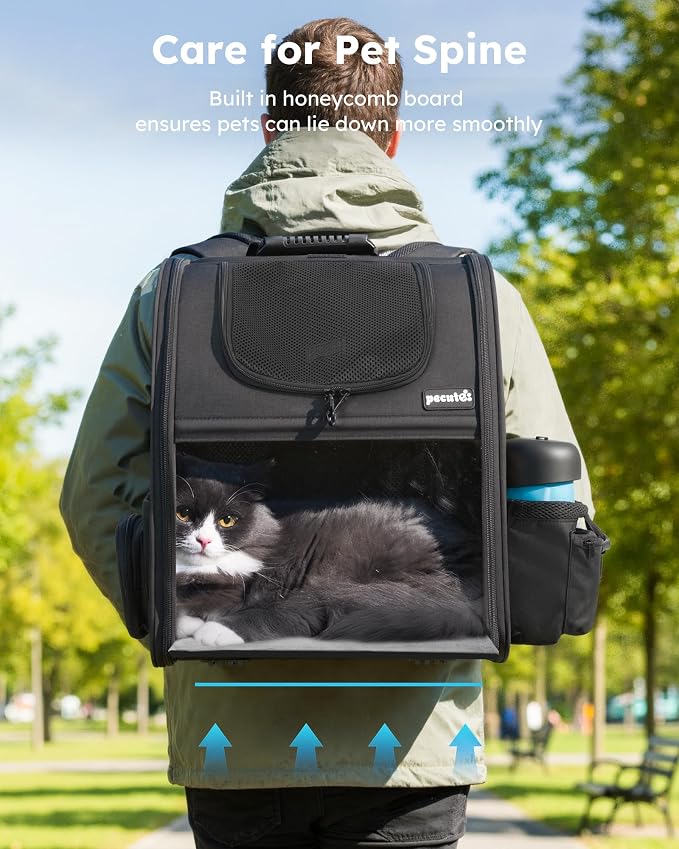 Pecute Pet Carrier Backpack, Dog Carrier Backpack, Expandable with Breathable Mesh for Small Dogs Cats Puppies, Pet Backpack Bag for Hiking Travel Camping Outdoor Hold Pets Up to 18 Lbs