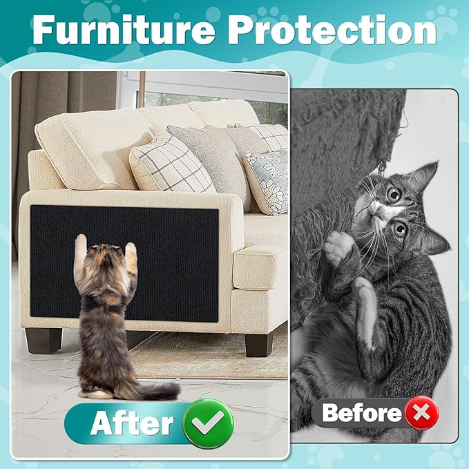 ENONCI Bed Cat Scratcher Pad,47.2"x15.8"Cat Scratching Mat,Self-Adhesive Trimmable Anti Scratch Bed Couch Wall Corner Furniture Protector from Cat Claws,Easy Use for Carpet/Door/Post