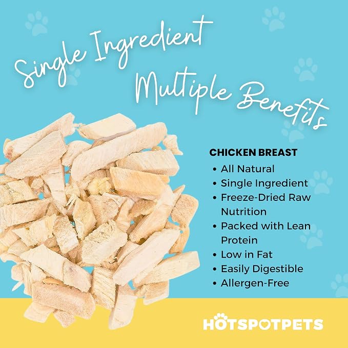 hotspot pets Freeze Dried Chicken Breast & Beef Liver Bundle- 1lb Bags of Each - Resealable Bags -Single Ingredient All Natural Grain-Free - Perfect for Training, Topper or Snack - Made in USA