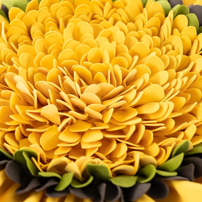 Snuffle Mat for Dogs 18" x 18" Adjustable Slow Feeder Mat Interactive Enrichment Puzzle Toys for Small Medium Dogs Nosework Training for Boredom Encourages Natural Foraging Skills (Yellow)