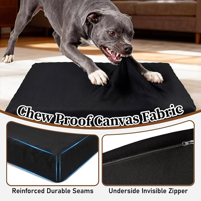 Chew Proof Dog Bed, Indestructible Dog Bed for Aggressive Chewers, Durable Crate Mat Waterproof & Machine Washable Kennel Pad for Indoor Outdoor
