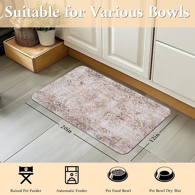 Dog Food Mat for Floors Waterproof Quick Dry Pet Placemat Cat Feeding Bowls Mats for Food and Water, Eco-Friendly Dog Accessories Diatomite Pets Supplies 12" X 20"