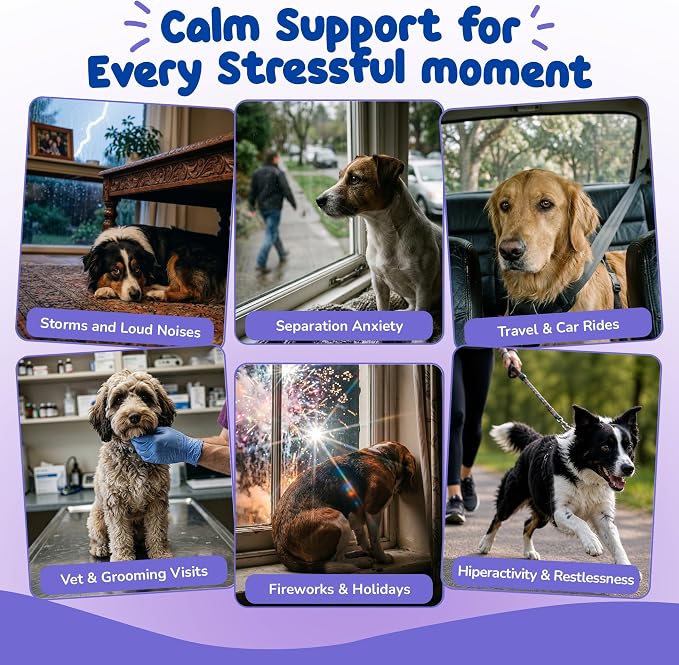 Calming Soft Chews for Dogs - 90 Peanut Butter Treats - Anxiety Relief with Melatonin, Chamomile & Valerian Root - Support for Separation, Storms & Travel.
