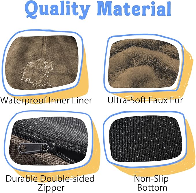 Chez Paw Orthopedic Dog Bed for Medium & Large Dogs, Waterproof Egg-Crate Foam Dog Bed with Removable Washable Cover, 4-Sided Bolster Support & Non-Slip Bottom,Coffee 36"x27"x7"