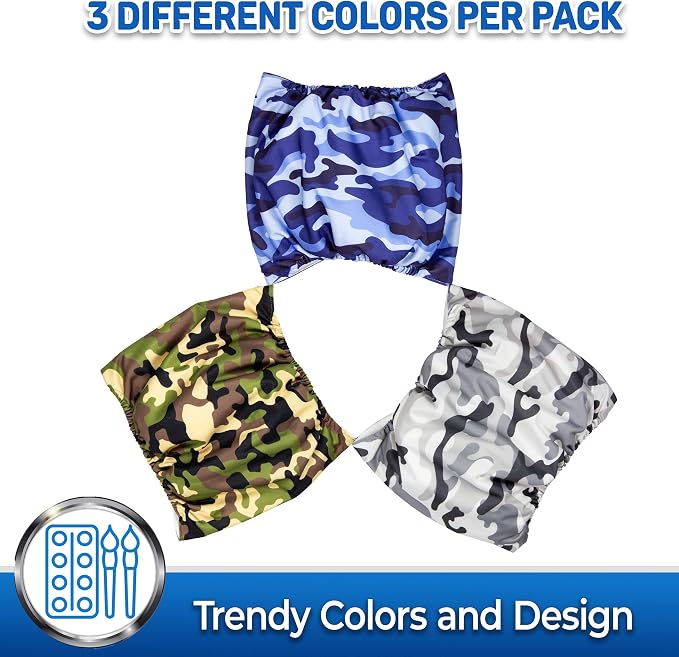 PET MAGASIN Male Dog Belly Manner Band Wraps Nappies (3 Pack) (Large, Camo)