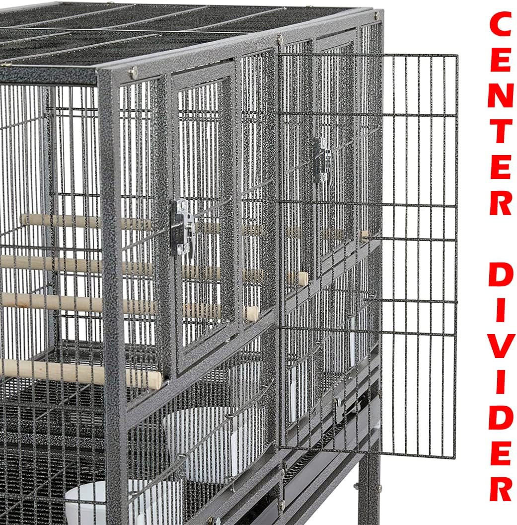 Combo Stacker Center Divided Breeder Breeding Bird Flight Double Rolling Cage for Aviaries Canaries Cockatiels Lovebirds Finches Budgies Small Parrots (BlackVein, One Stacker Without Stand)