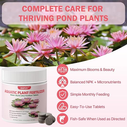 Aquatic Plant Fertilizer for Water Lilies & Lotus, Fish-Safe Water Lily Fertilizer Tablets for Pond Plants, Lotus Fertilizer & Pond Plant Food for Lush Pads, Strong Roots & Vibrant Blooms, 100 Count