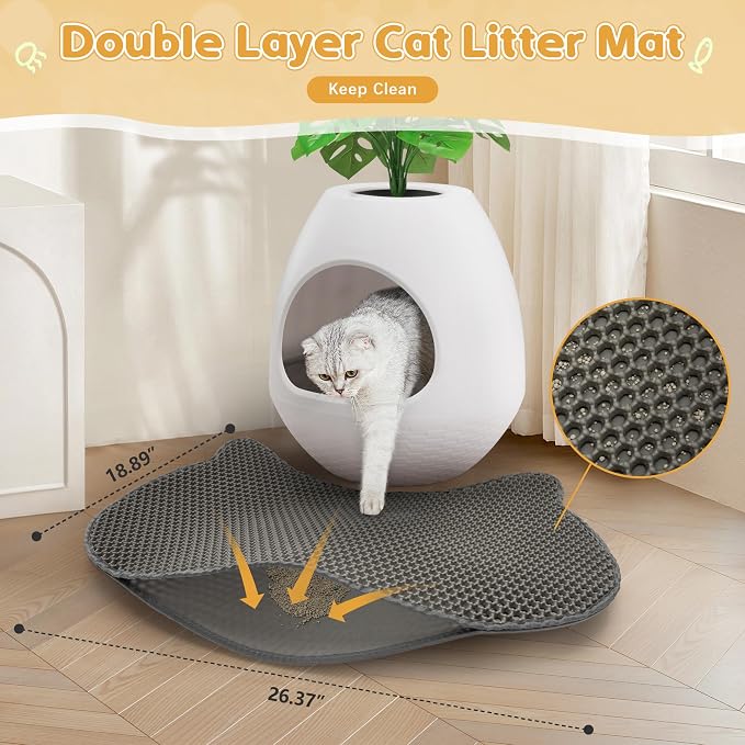 Eggloa6 Plant Large Cat Hidden Litter Box with 4X Litter Box Liners, Cat Litter Mat, Artificial Plant Litter Box Enclosure Furniture Large DIY Litter Box Furniture for Cat Kitty Bunny