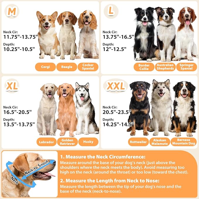 Dog Cone Collar, Clear Recovery Cone to Stop Licking, Adjustable Depth for Large Dogs, E-Collar with Reflective Strip for Night Visibility After Neuter XXL