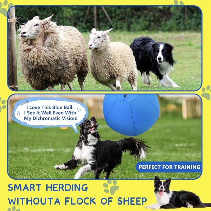 Herding Ball for Dogs and Horses, 18" Jolly Ball for Dogs, Dog Herding Balls for Australian Shepherd Collie,Herding Ball Durable Bite-Resistant with Reinforced Stitching, Medium Dog Toys Gifts - Blue