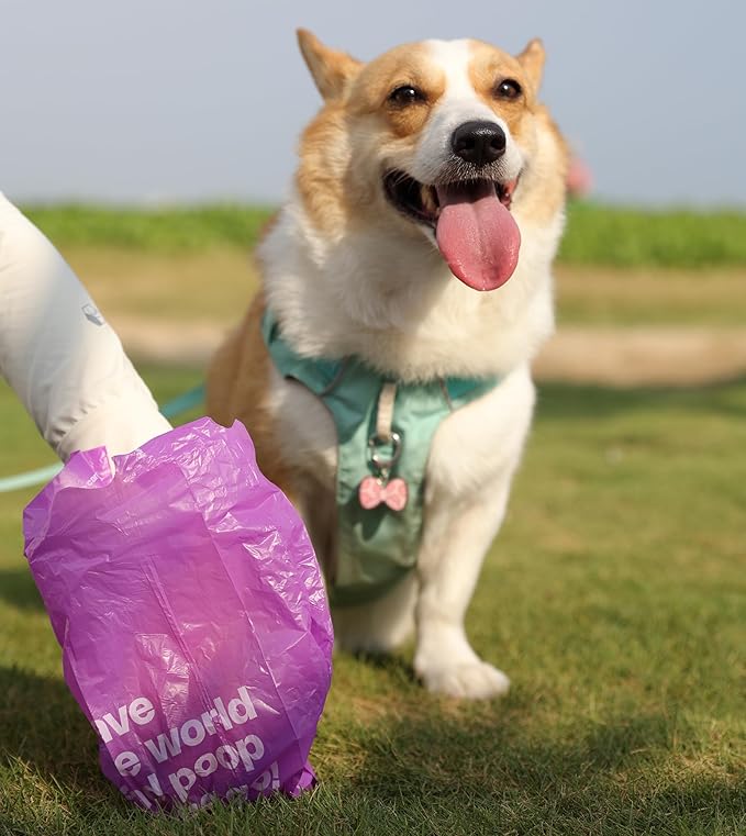 Deo Doo Dog Poop Bags with Handles 30 Rolls 360 Counts Big Sizes Leak Proof and Extra Thick Waste Bags Refill Rolls for Walking Small Medium Large Dogs Cats Litter Lavender Scented