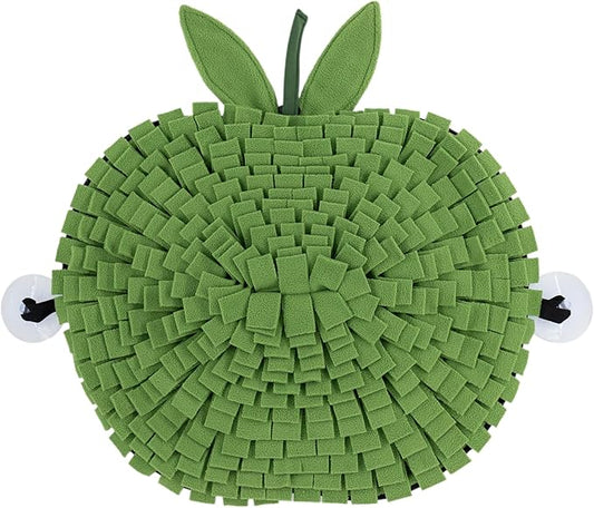 Apple Shaped Dog Snuffle Mat, 22" x 18" Large Interactive Sniff Mat for Slow Feeding & Foraging, Cute Green Enrichment Puzzle Toy for All Dogs Cats, Washable Nosework Training Pad to Relieve Boredom