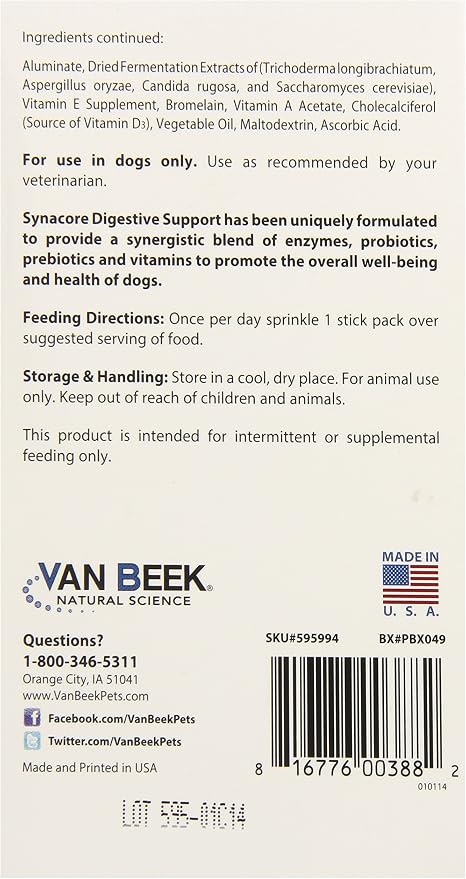 VAN BECK Synacore Digestive Support for Dogs, 30-Pack