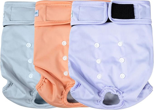 Leekalos Reusable Washable Dog Diapers Female (3 Pack) - Highly Absorbent Doggie Diapers - Size Adjustable Puppy Diapers for Dog Period Panties (Large)