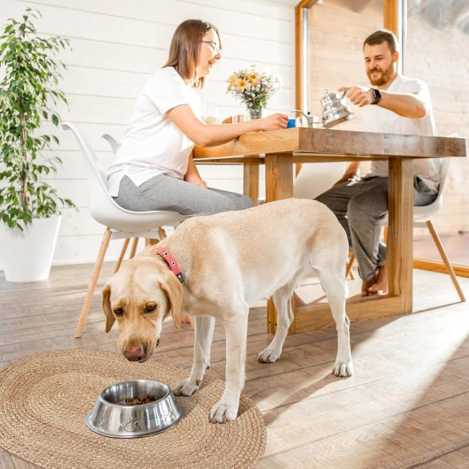 Tinideya Braided Jute Dog Bowl Mat 31 x 20 Inch Pet Food Rustic Mat Natural Cat Placemats for Food and Water Dish Oval Rug Non Toxic Feeding Mats for Pet Bowl or Farmhouse Decor