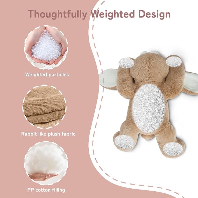Niuniu Daddy 20" 3.3lb Bunny Weighted Stuffed Animal forKids and Adults, Soft Sensory Rabbit Plush Body Pillow for Calming Support, Large Animal Toy for Everyday Comfort
