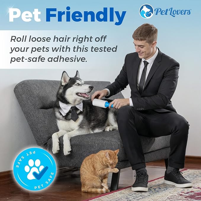 PetLovers Extra Sticky Lint Roller Value Set 200 Sheets for Pet Hair Removal, Dog and Cat Lint Remover 2 Pack