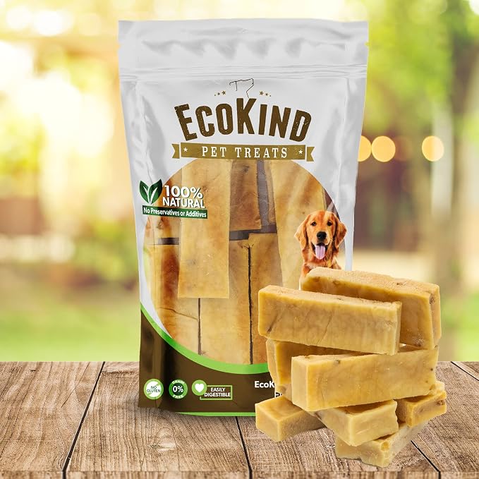 EcoKind Yak Cheese Himalayan Dog Chews, Yak Chews for Small Dogs, Long Lasting Bone for Aggressive Chewers, 4 Ingredients, Natural High Protein Treats, No Additives, Lactose Free, Bacon, Small 8 Chews