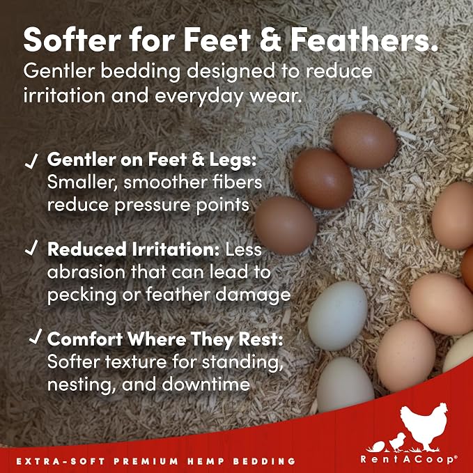RentACoop Extra-Soft Premium Hemp Bedding 300L – Super Absorbent, Low Dust, Natural Odor Control for Chicken Coops, Nest Boxes, Small Animals, Reptiles & Horses